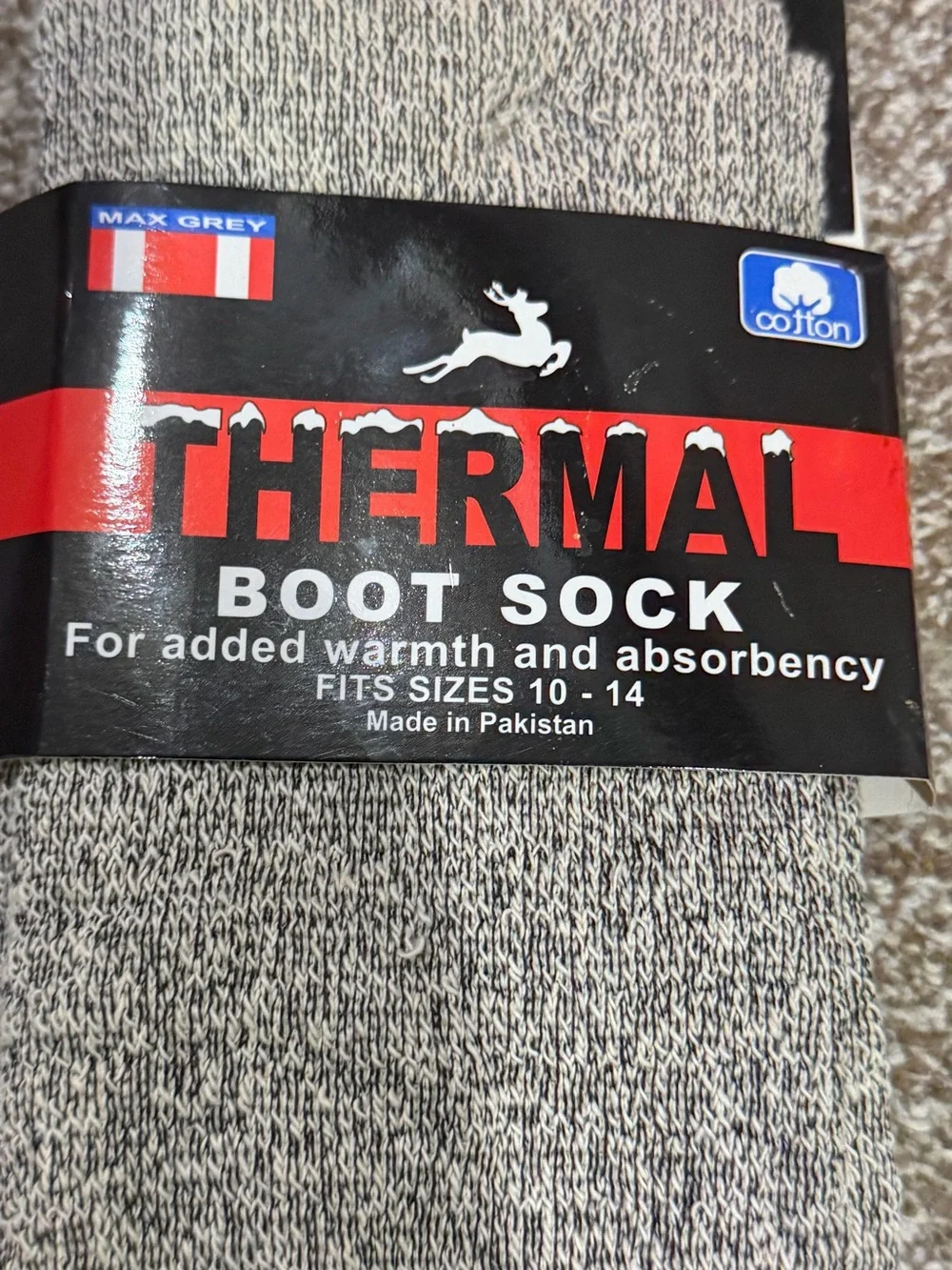 Greenbrier Thermal Boot Sock - SIze; 10-14 - Max Grey - New